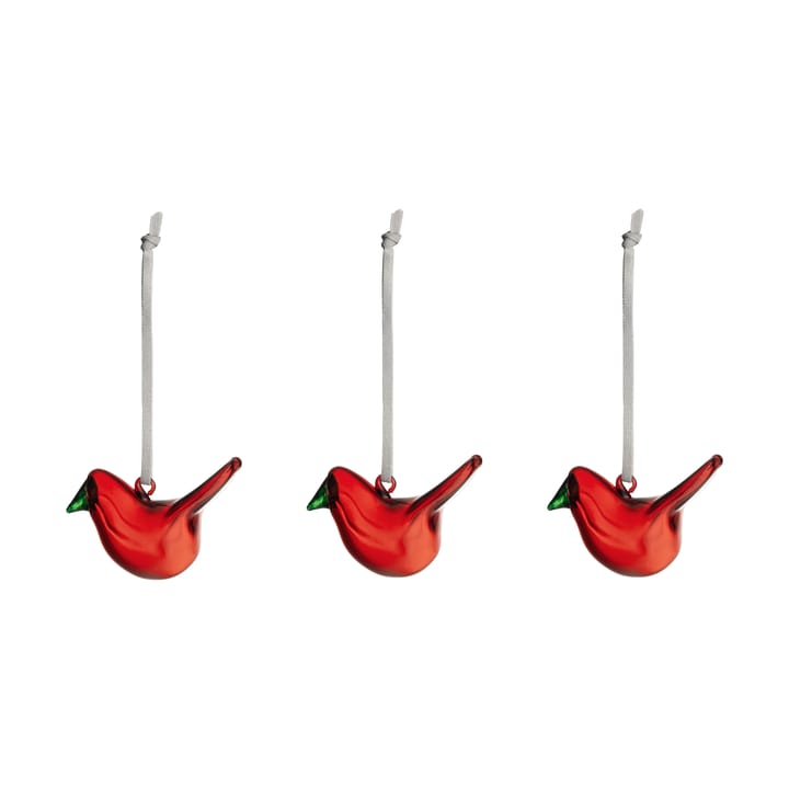 Confezione da 3 uccelli in vetro Iittala - Rosso - Iittala