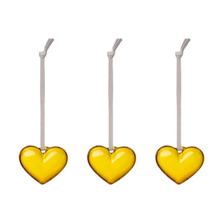 Cuore in vetro Iittala - Giallo, 5 cm, confezione da 3 - Iittala