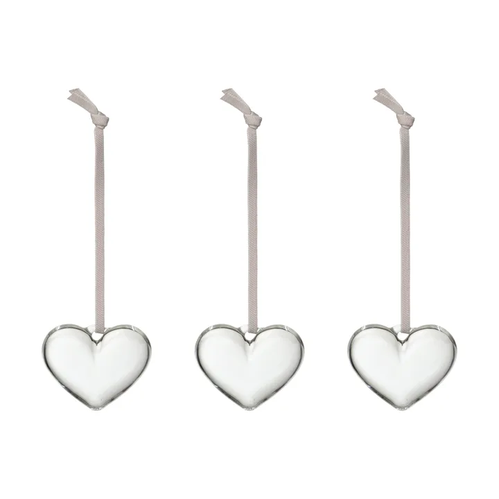 Cuore in vetro Iittala - Trasparente, 5 cm, confezione da 3 - Iittala