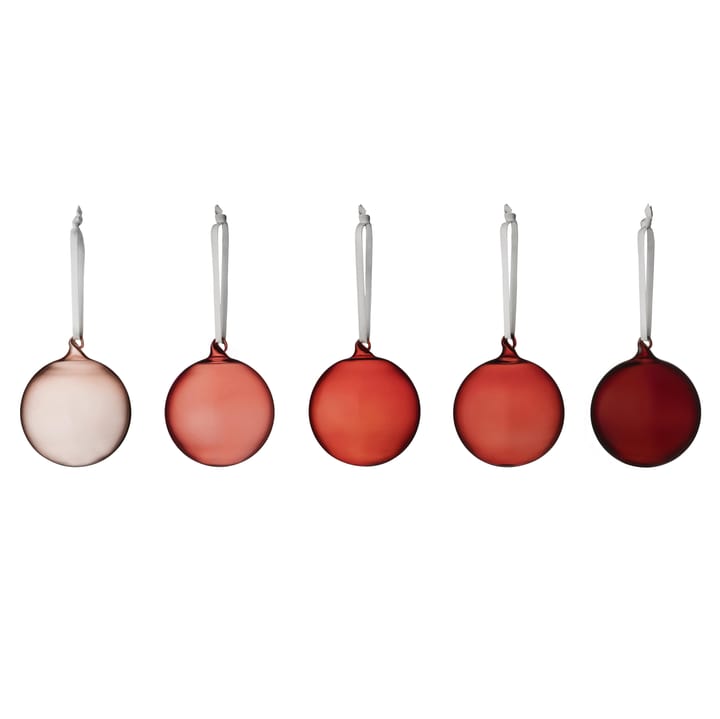 Pallina di Natale Iittala in vetro 80 mm, 5 pezzi, Rosso Iittala