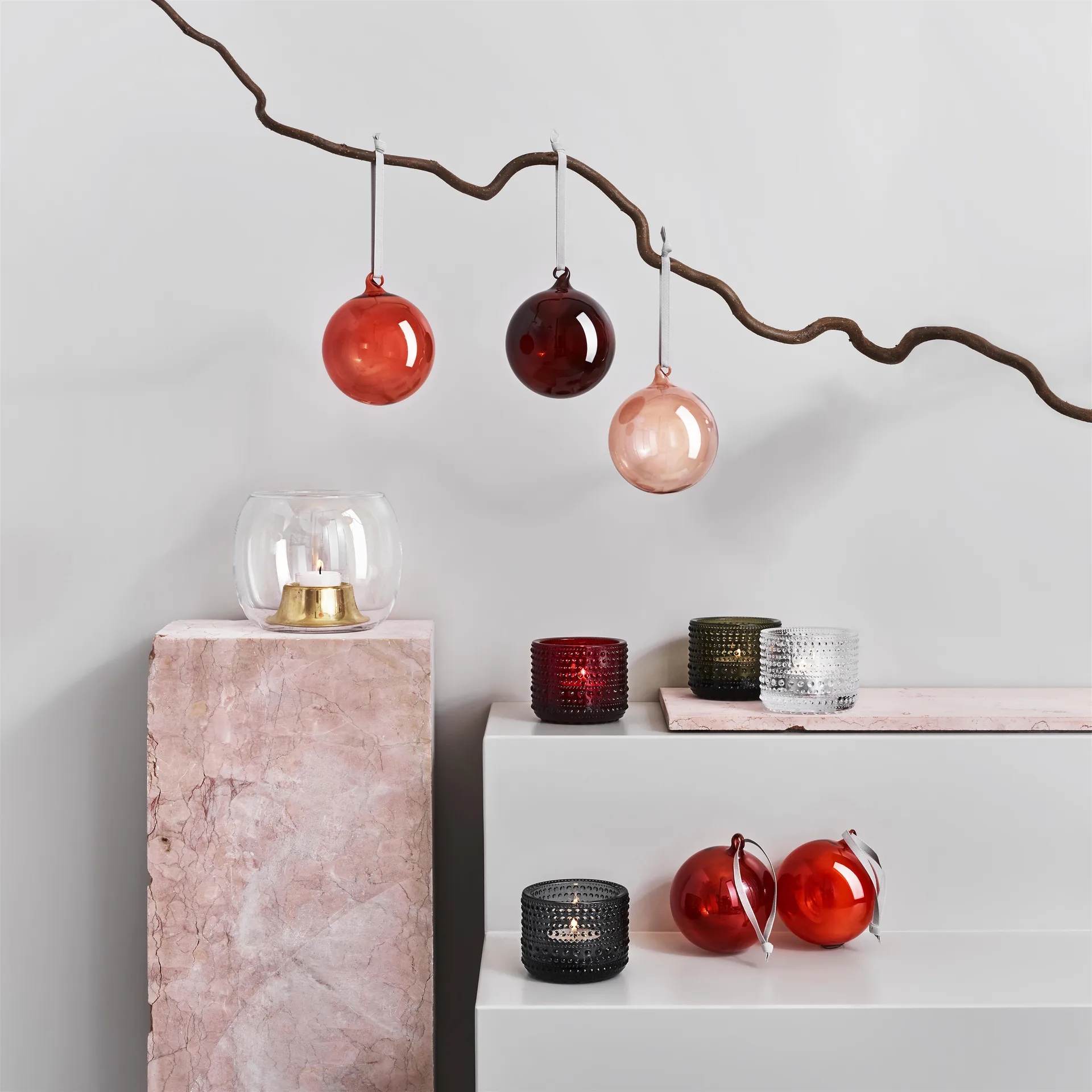 Pallina di Natale Iittala in vetro 80 mm, 5 pezzi, Rosso Iittala