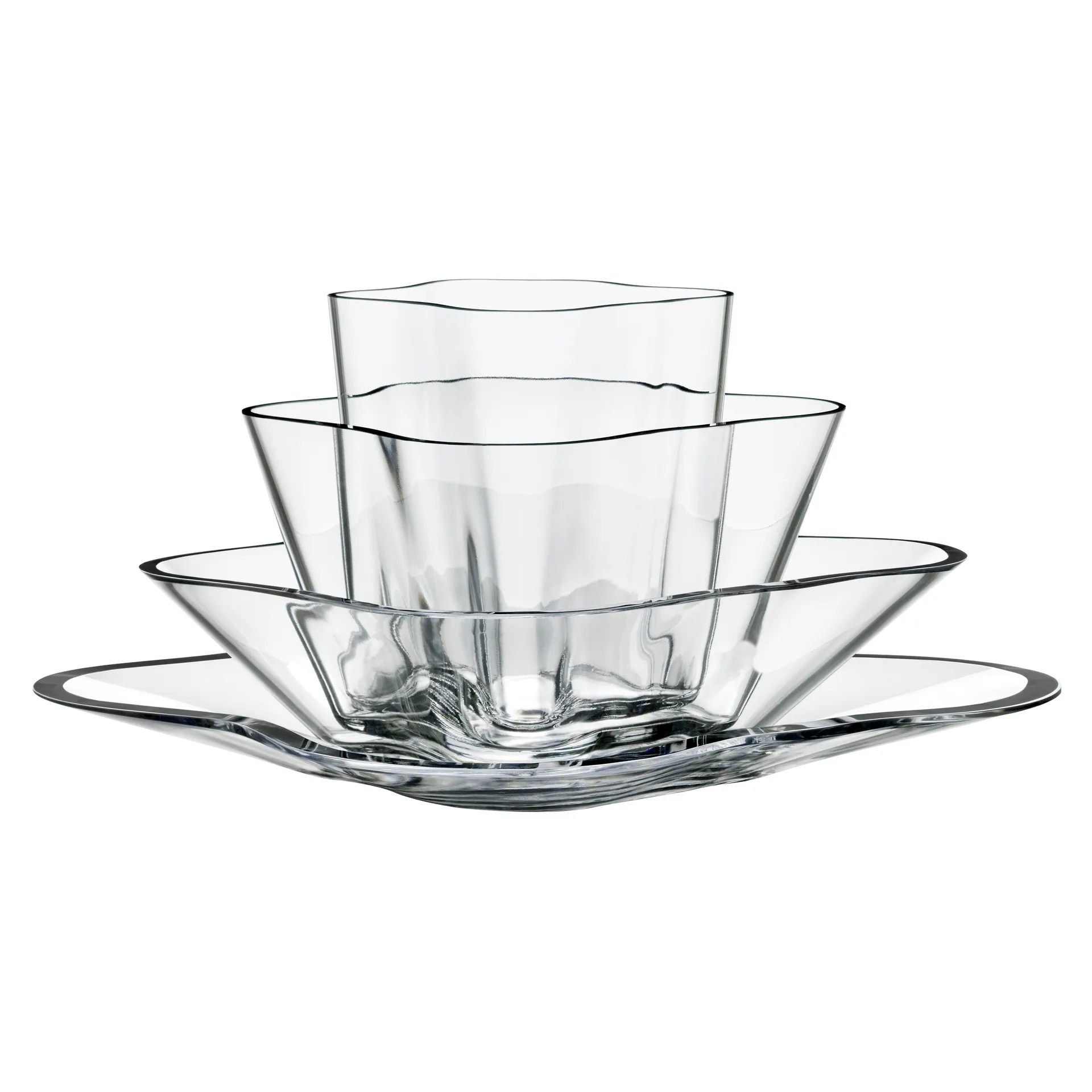 Vaso Alvar Aalto 4 pezzi, trasparente Iittala