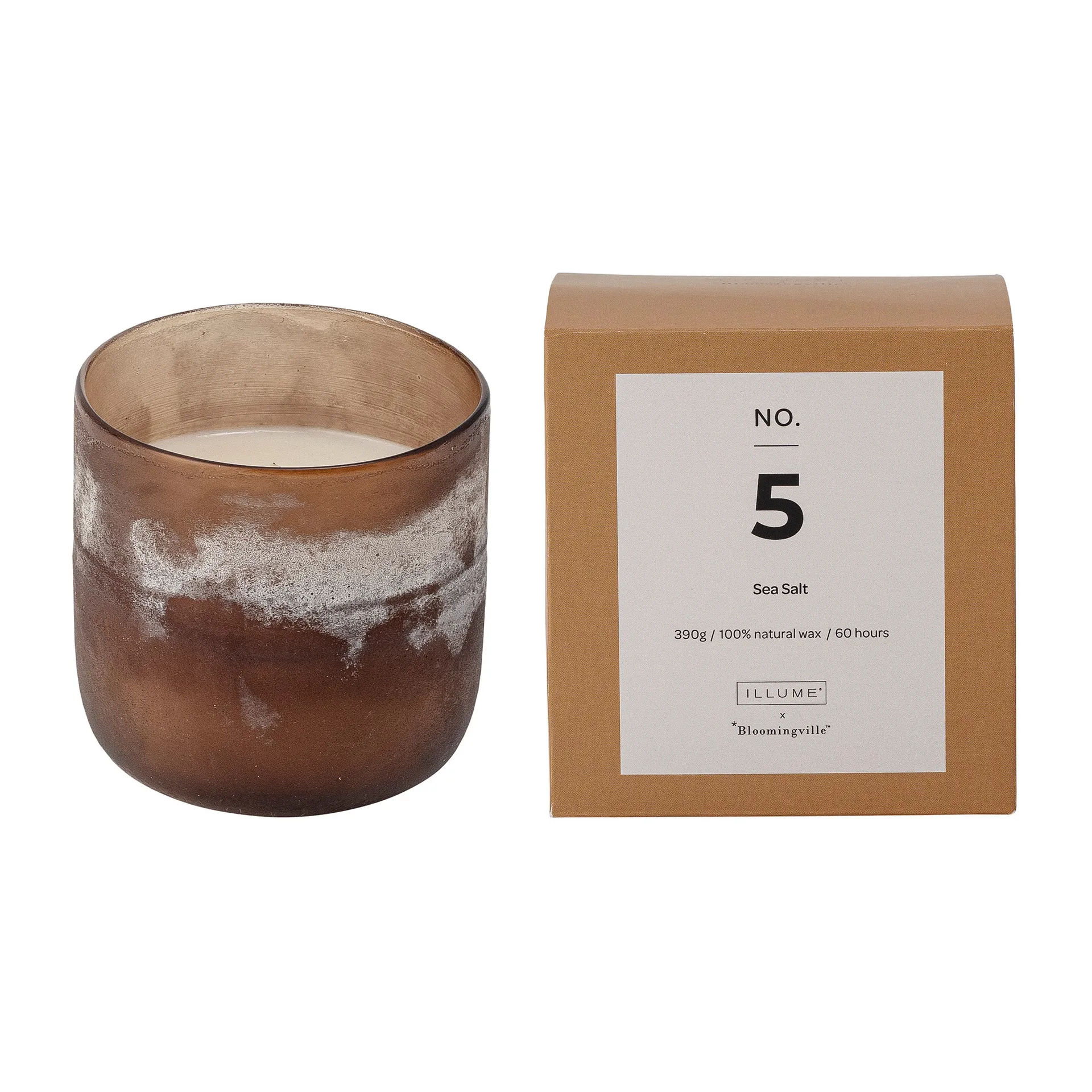 Candela profumata NO. 5 Sea Salt, 390 g + Giftbox Illume x Bloomingville