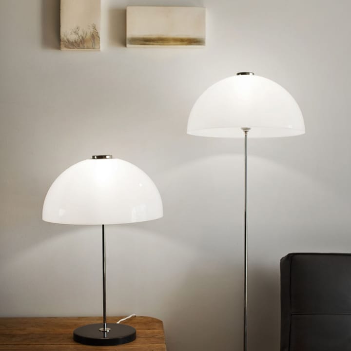 Lampada da pavimento Kupoli, grigio, dettaglio in metallo, paralume bianco Innolux