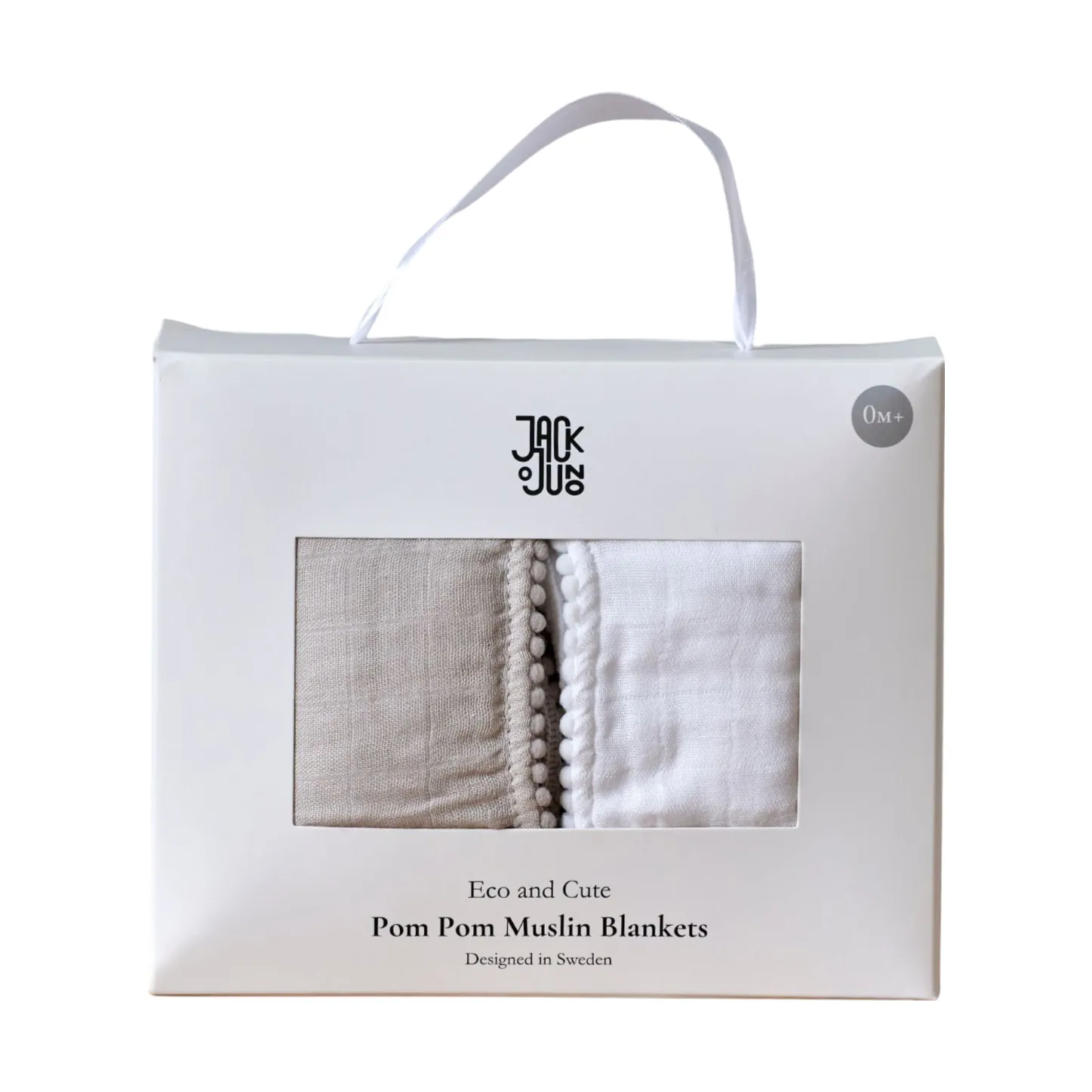 Copertina Pom Pom 120x120 cm confezione da 2, Perla & Grigio polveroso Jack o Juno