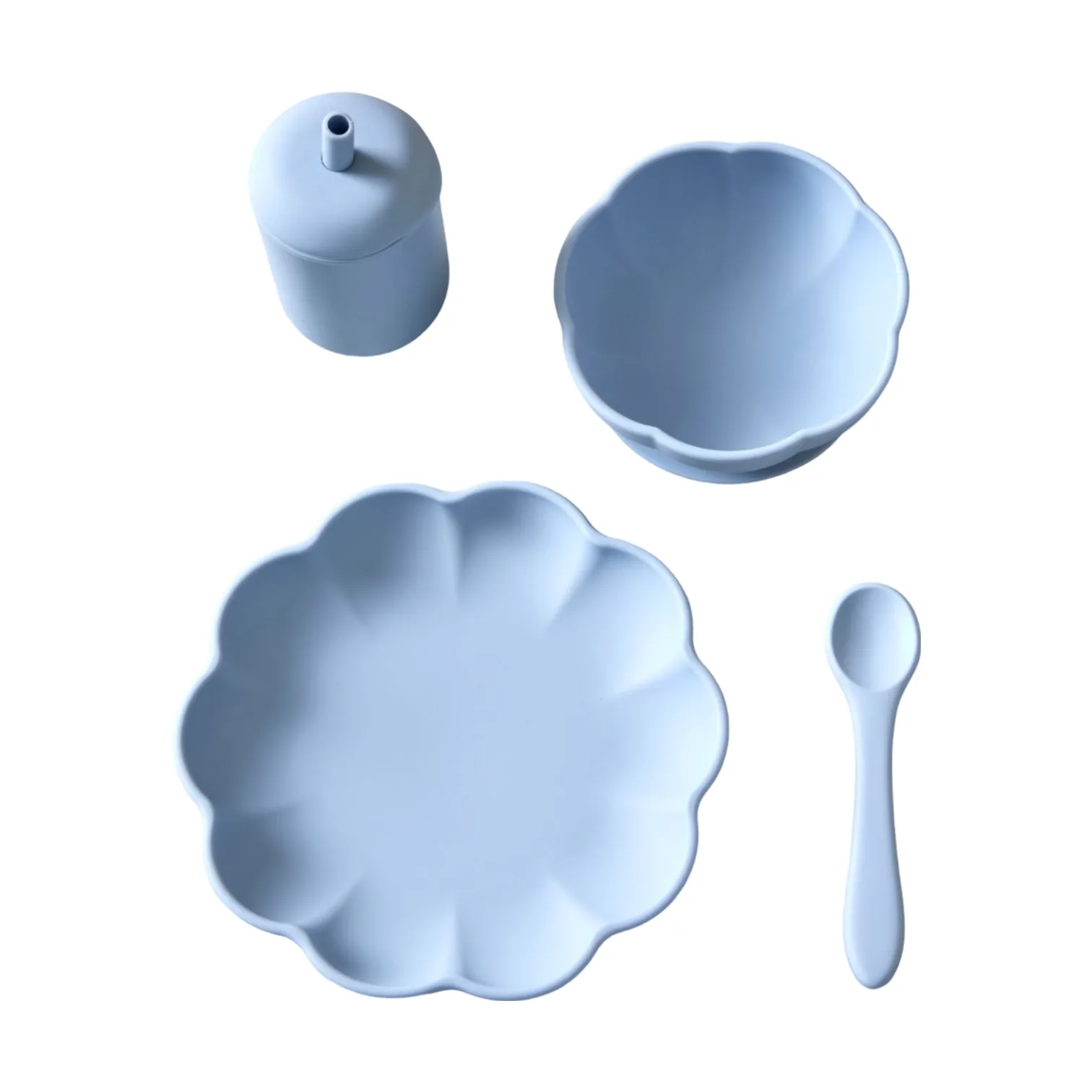 Set da tavola per bambini Little Poppy 4 pezzi, Blu pallido Jack o Juno