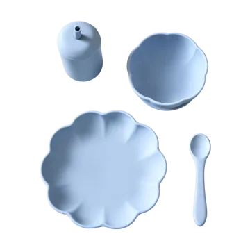 Set da tavola per bambini Little Poppy 4 pezzi - Blu pallido - Jack o Juno