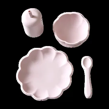 Set da tavola per bambini Little Poppy 4 pezzi - Rosa chiaro - Jack o Juno