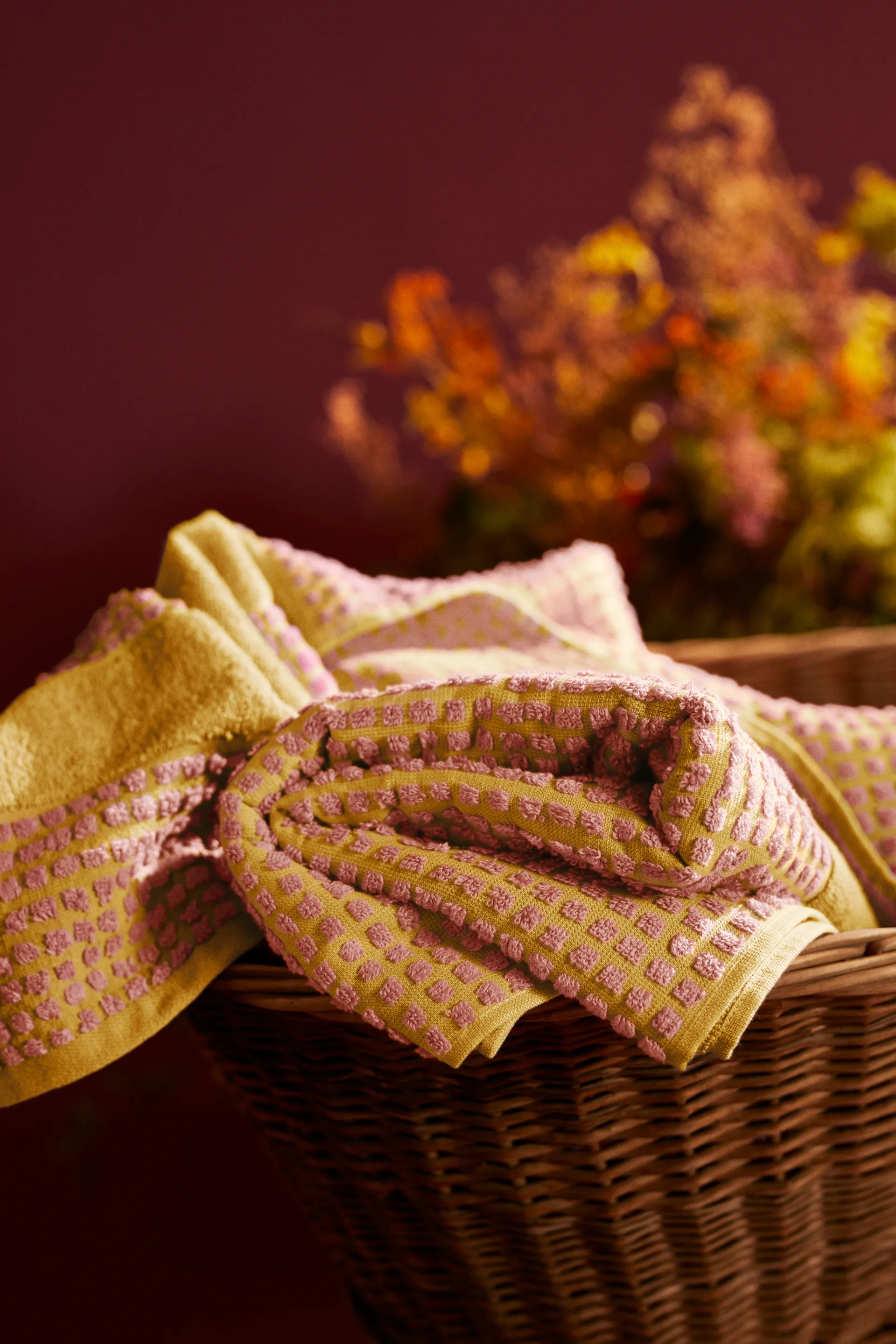 Check asciugamano 50x100 cm, Giallo-rosa Juna