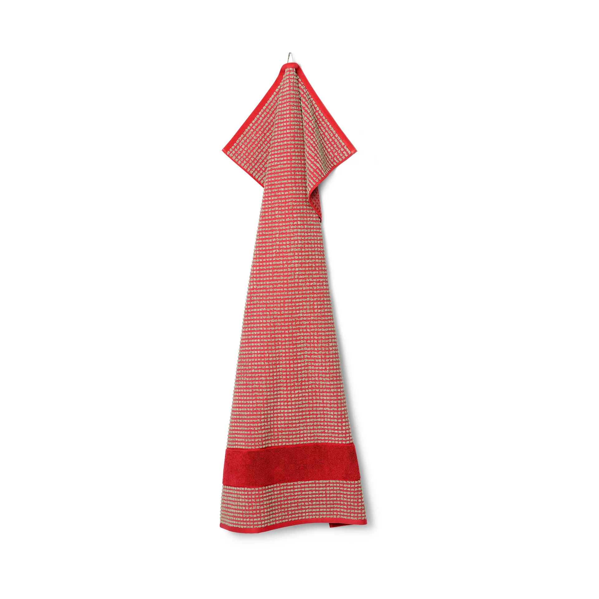 Check asciugamano 70x140 cm, Rosso-sabbia Juna