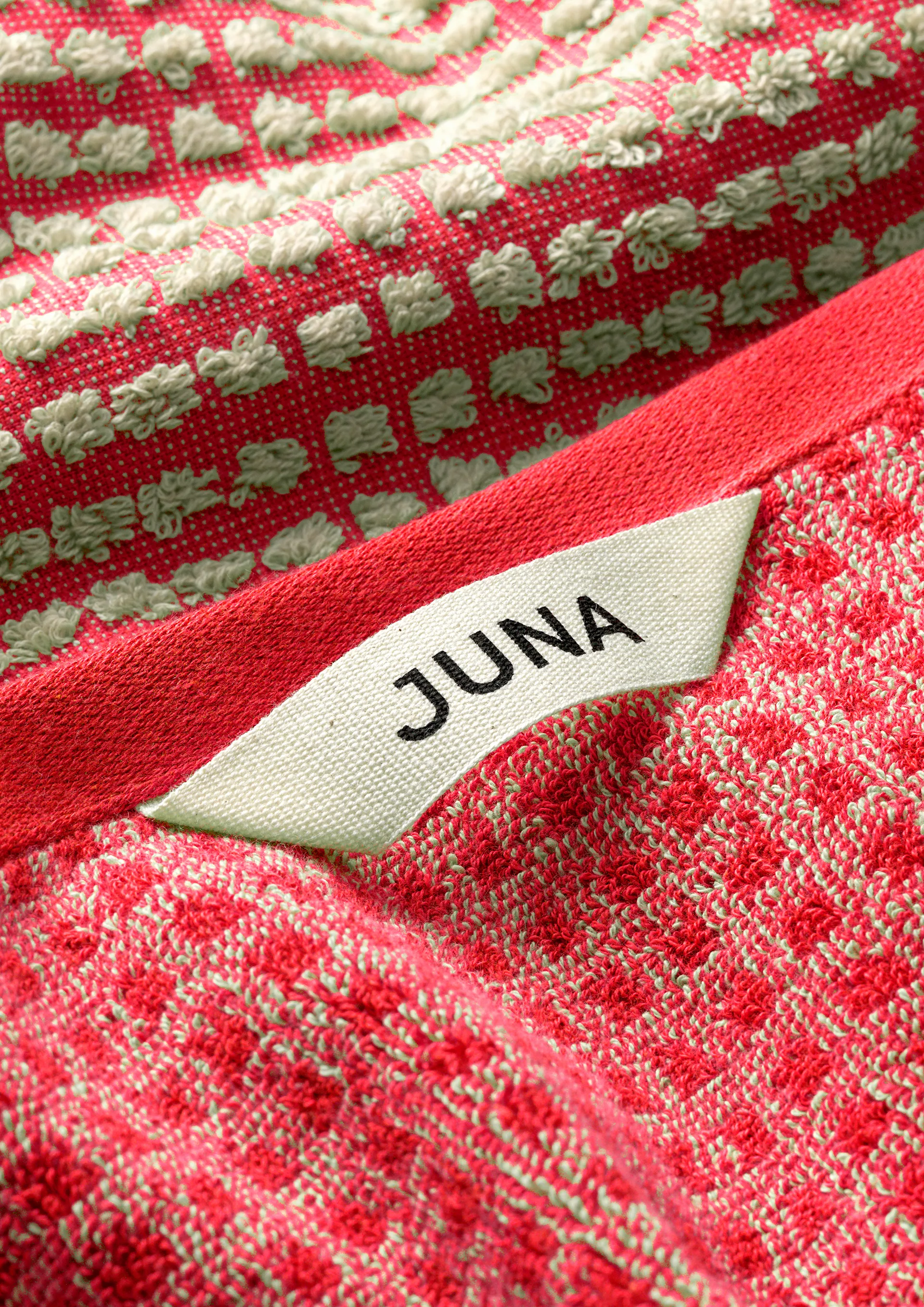 Check asciugamano 70x140 cm, Rosso-sabbia Juna