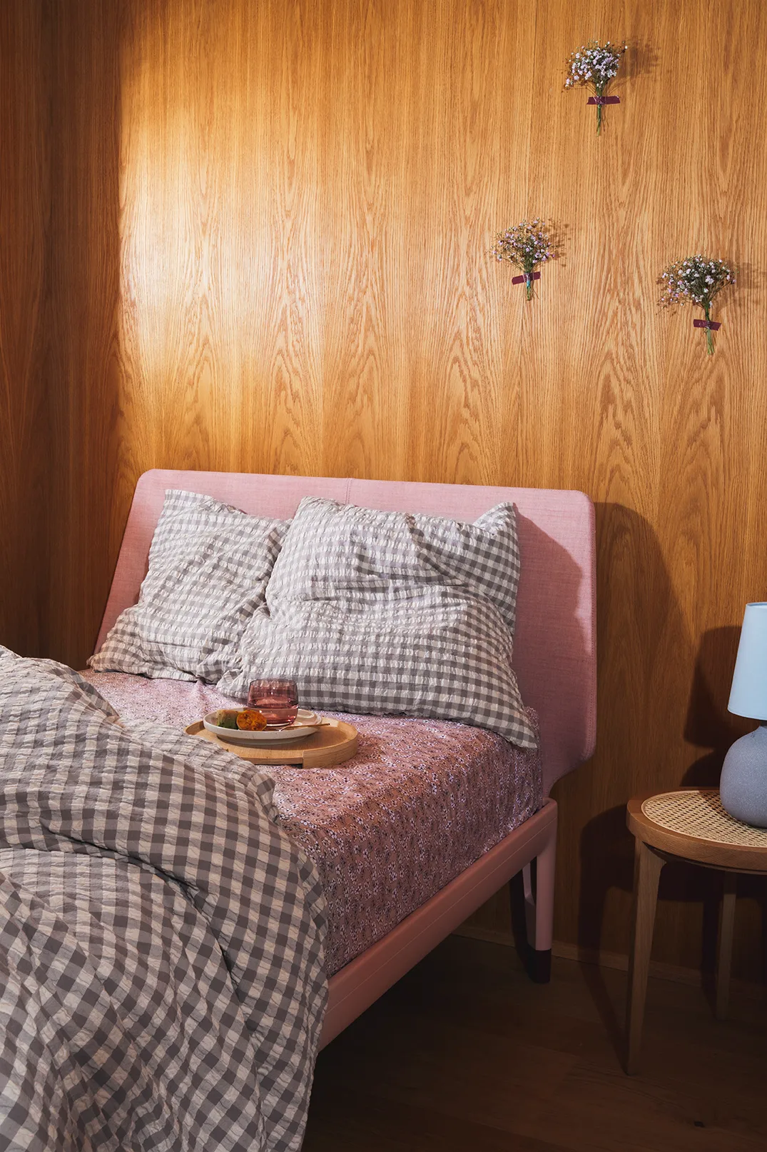 Set da letto Bæk&Bølge 220x220 cm, grigio-betulla Juna