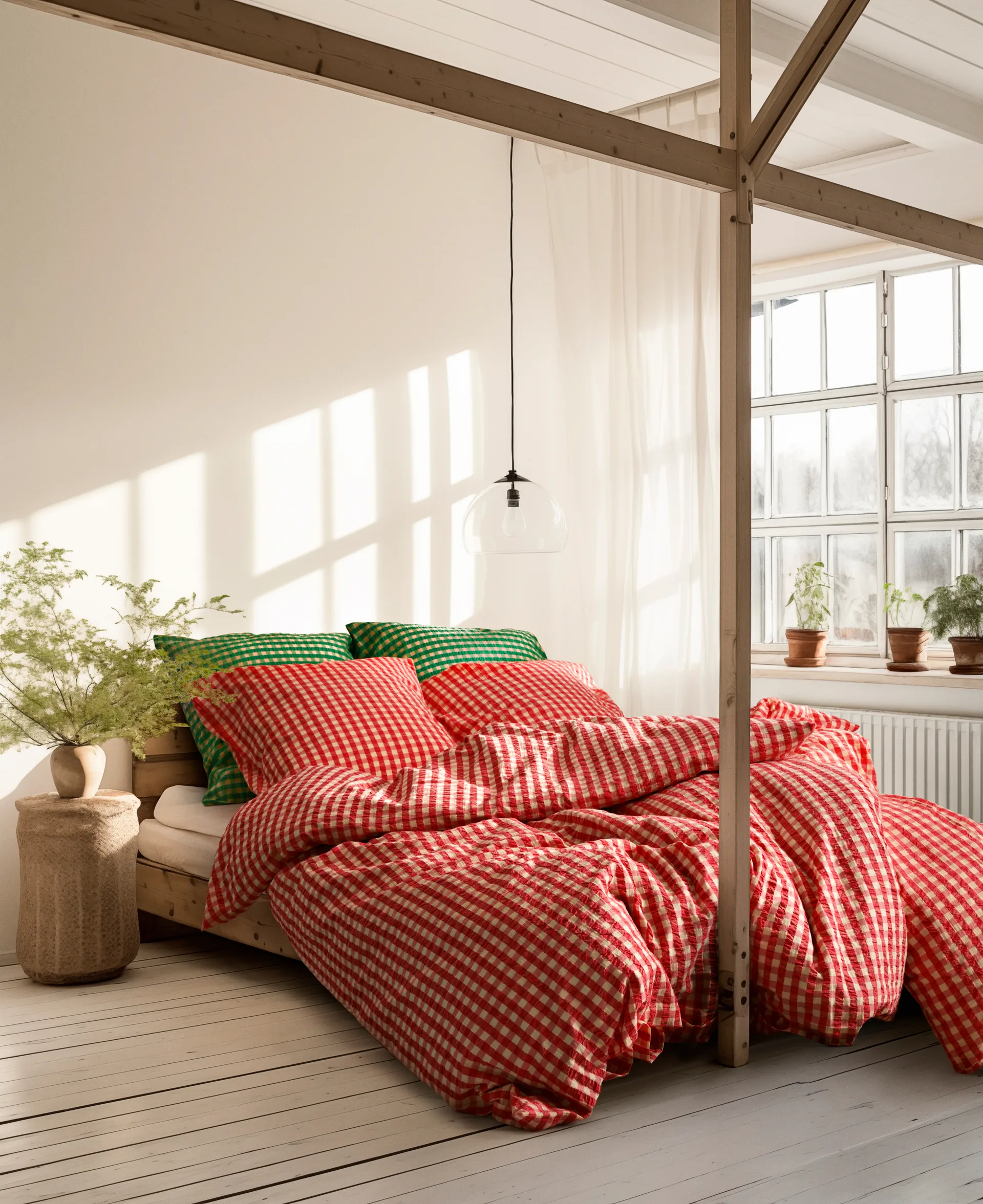 Set da letto Bæk&Bølge 220x220 cm, Rosso-giallo Juna
