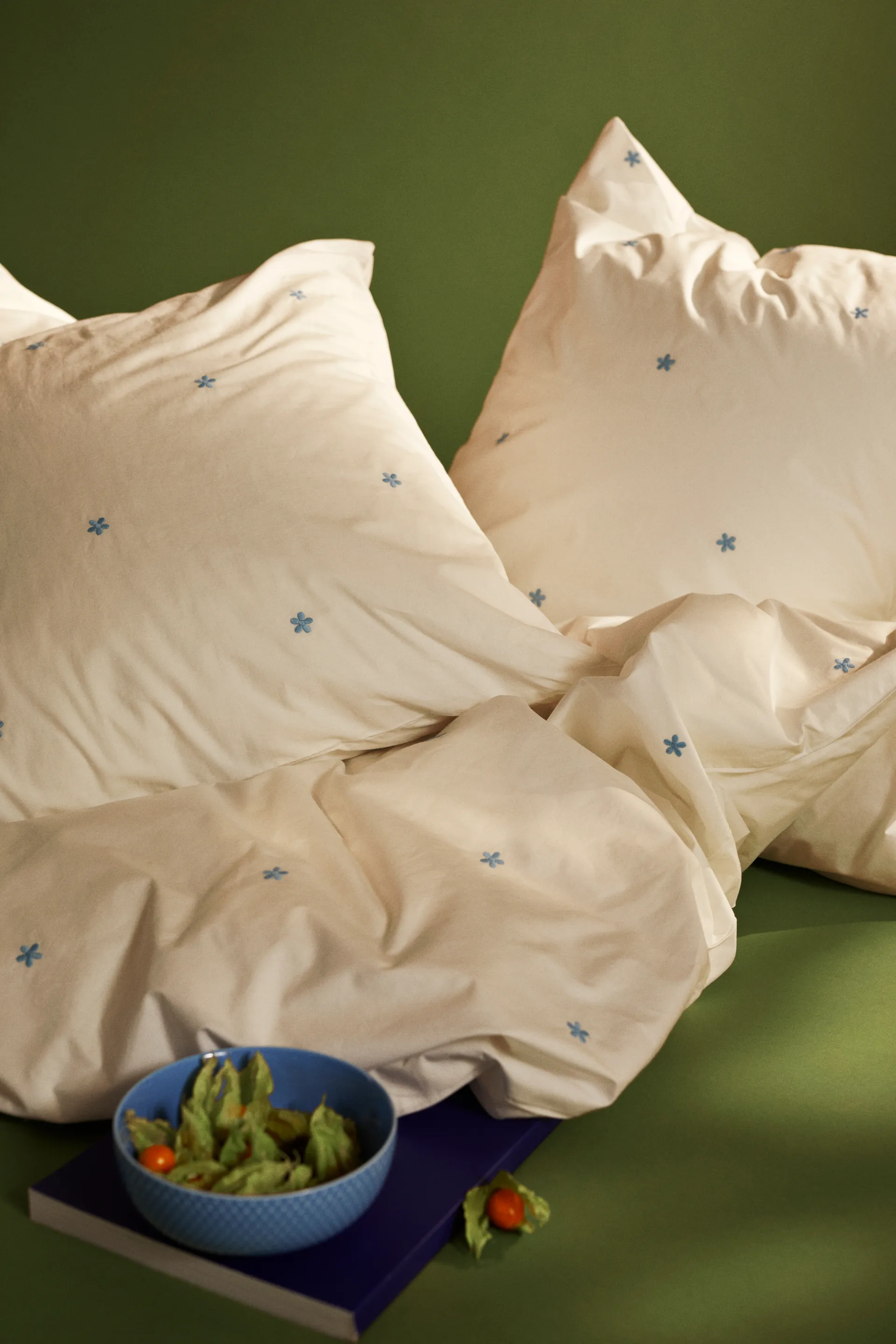 Set da letto Daisy 150x210 cm, Bianco-azzurro Juna