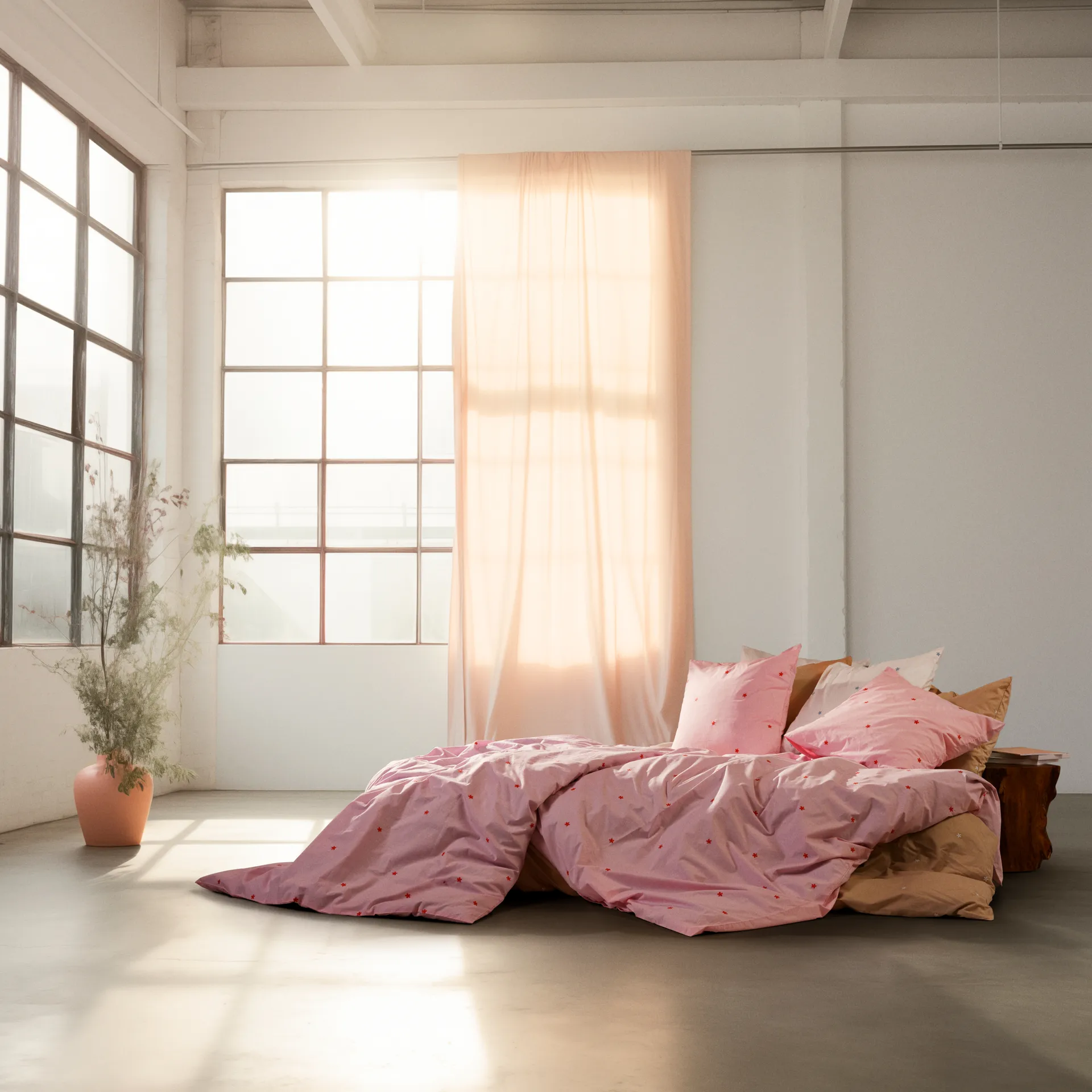 Set da letto Daisy 220x220 cm, Rosa-rosso Juna