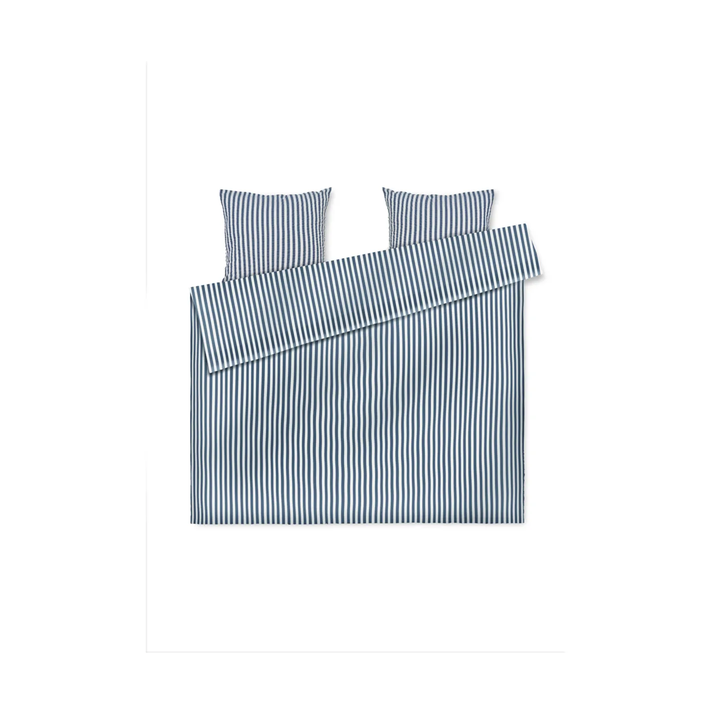 Set letto Bæk&Bølge Lines 220x220 cm, Blu scuro, bianco Juna