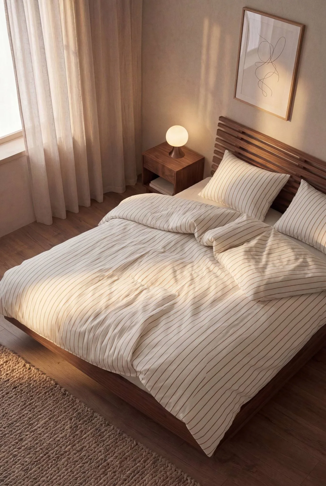 Soft set copripiumino, 150x210/50x60 cm, Offwhite-caramello Juna