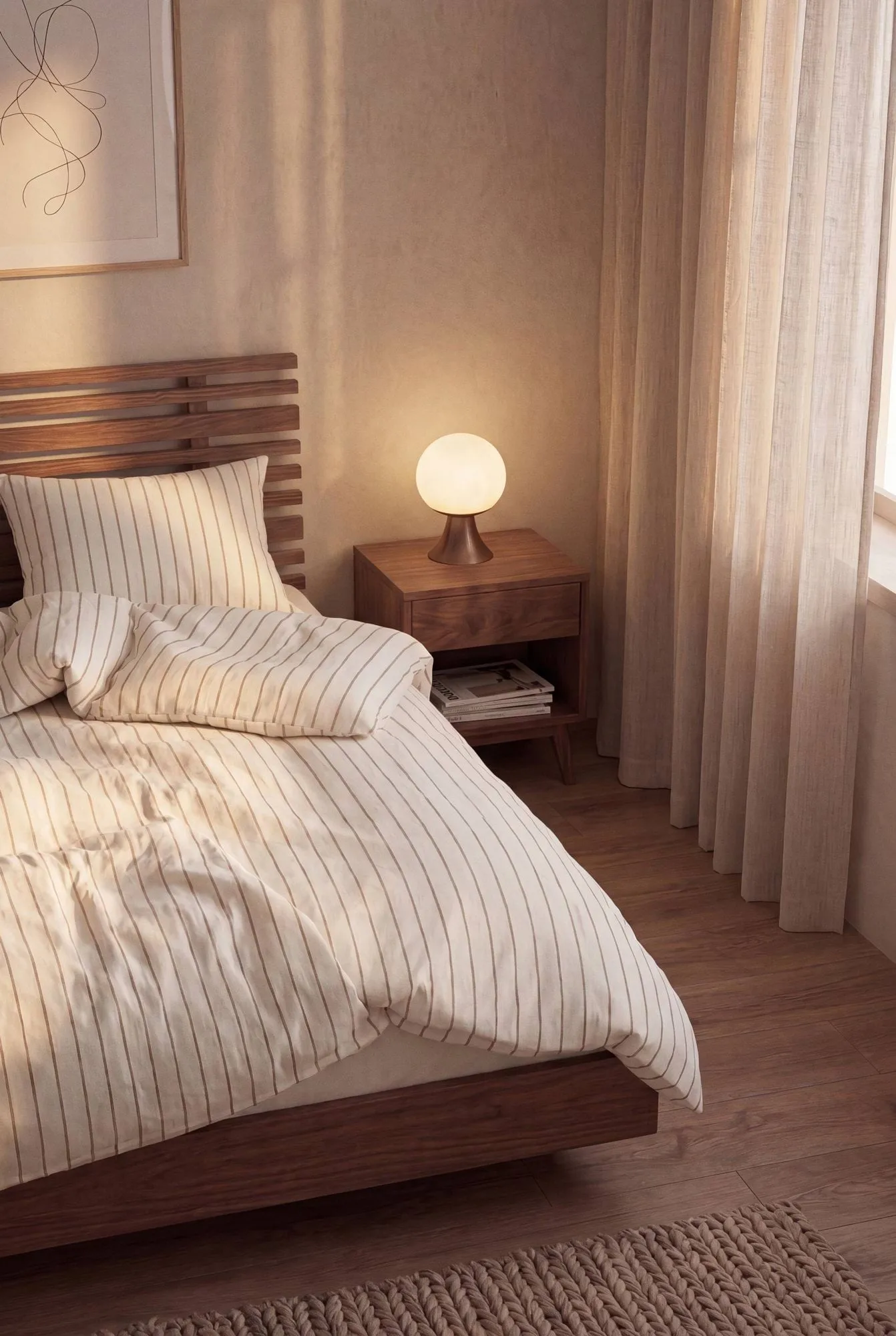 Soft set copripiumino, 150x210/50x60 cm, Offwhite-caramello Juna