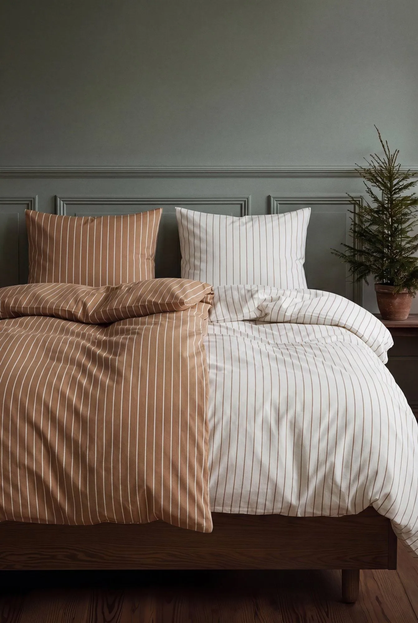 Soft set copripiumino, 150x210/50x60 cm, Offwhite-caramello Juna