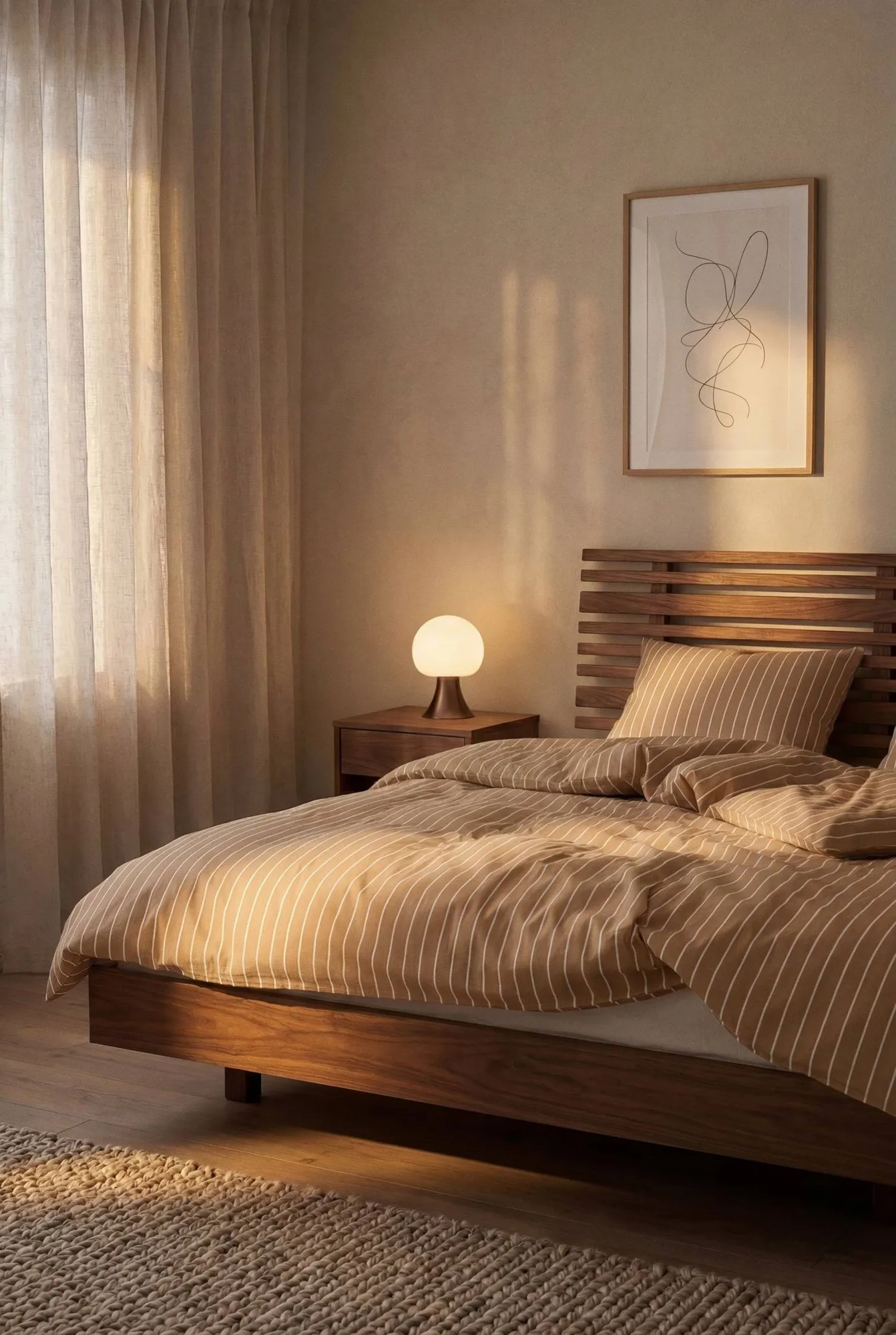 Soft set copripiumino, 220x220/2x50x60 cm, Caramello-offwhite Juna