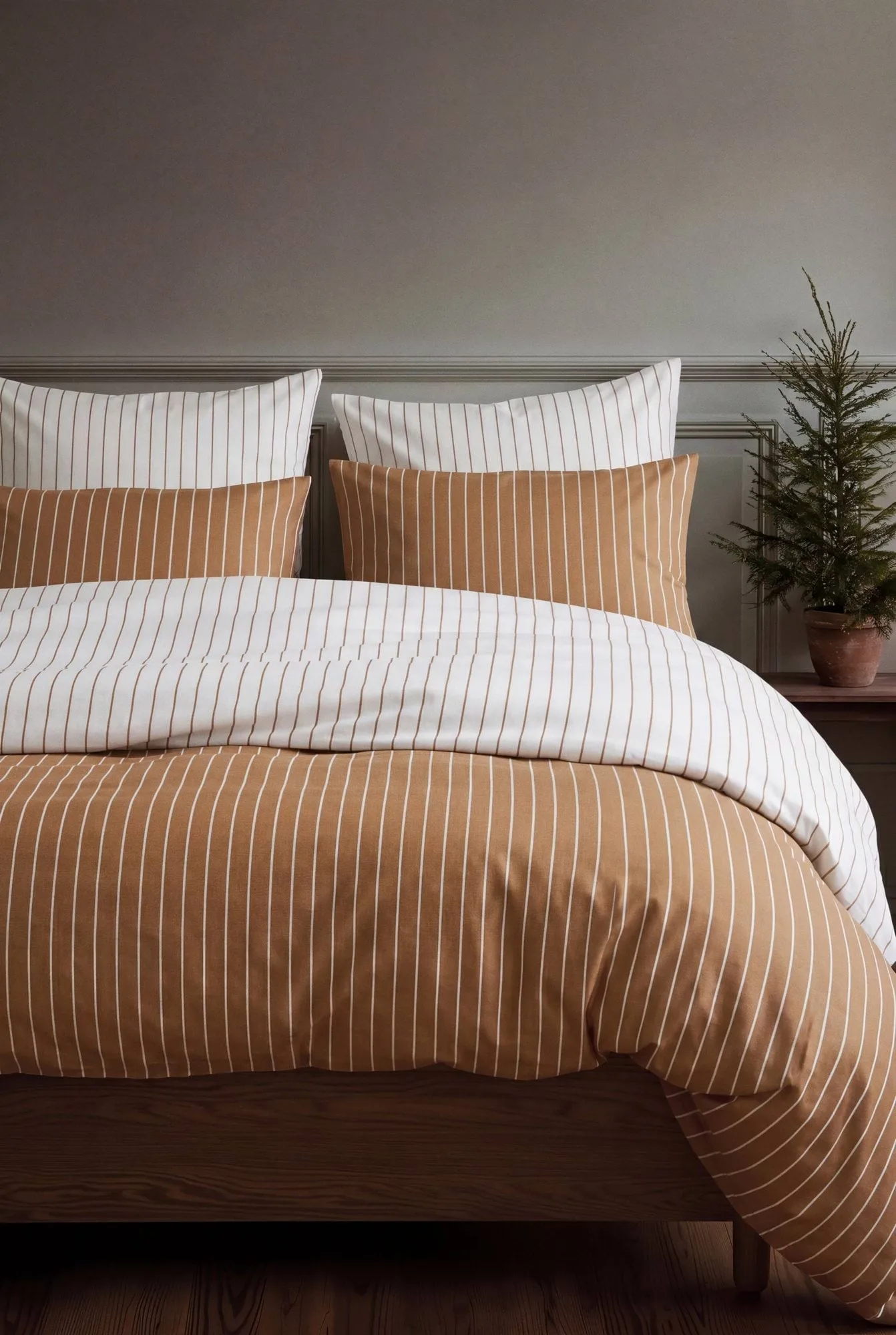 Soft set copripiumino, 220x220/2x50x60 cm, Offwhite-caramello Juna