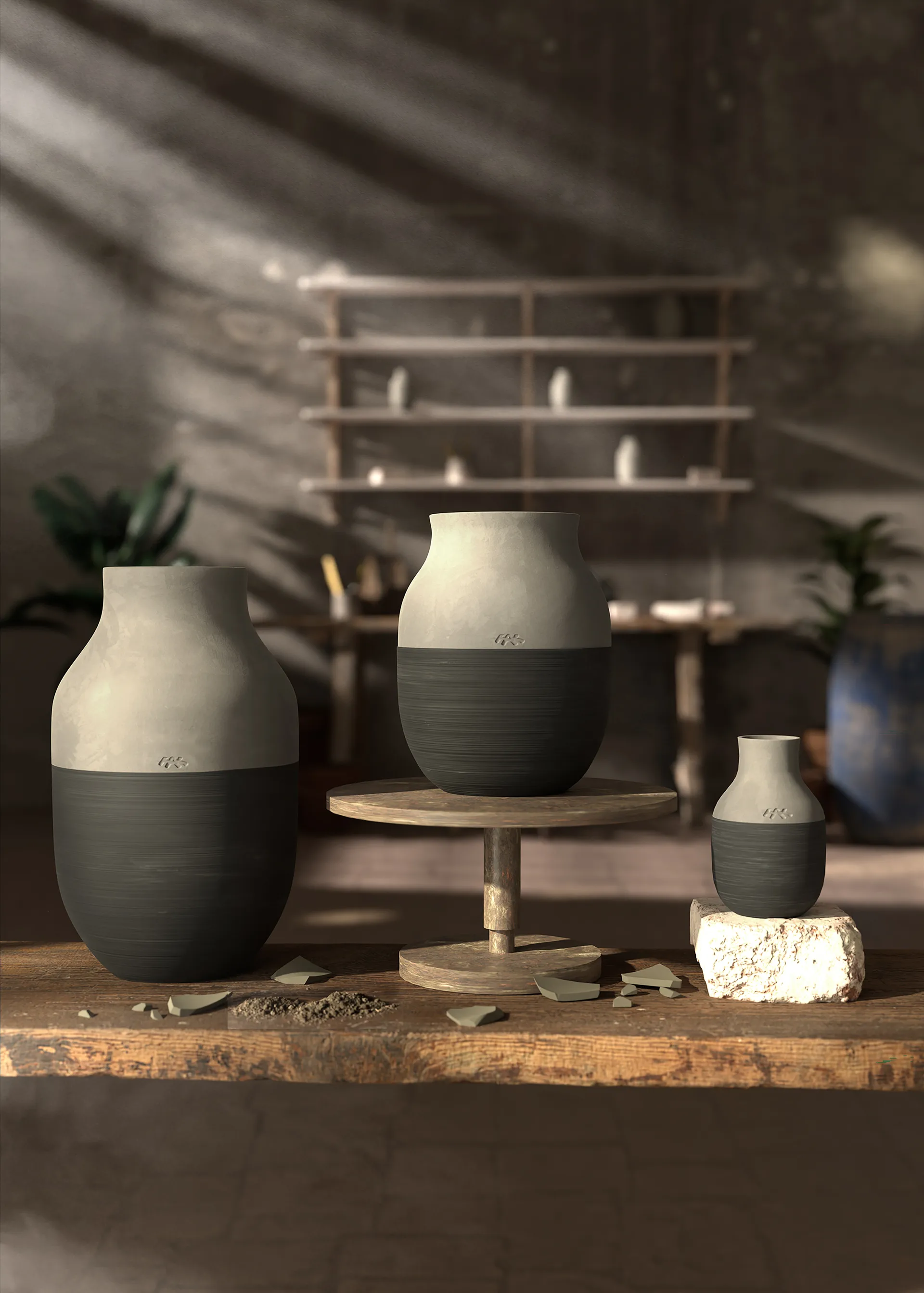 Omaggio Circulare Vaso H31 cm, Grigio antracite Kähler