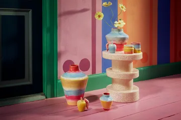 Poppery vaso con mela 32 cm - Pink-mint-giallo - Kähler