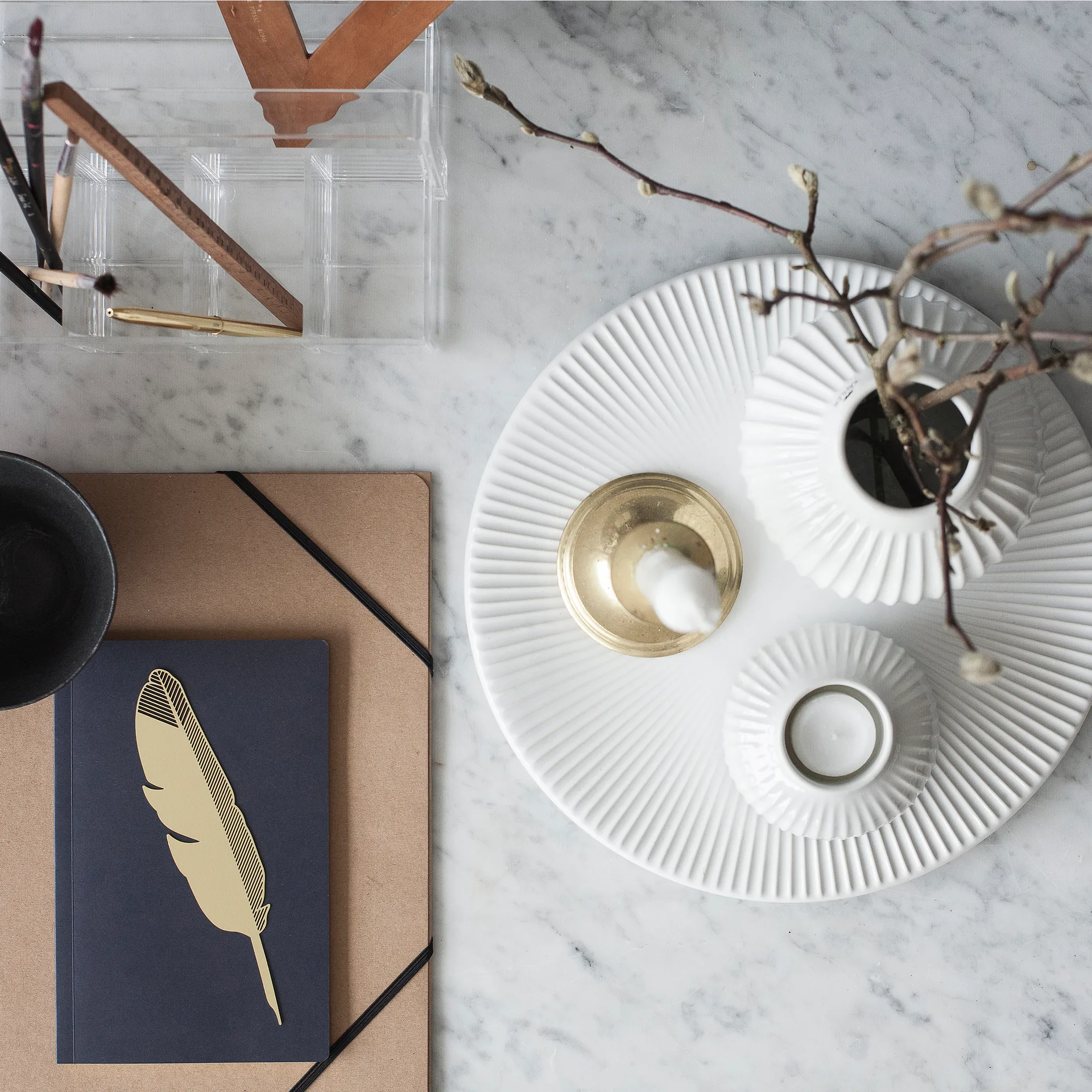 Porta lumino Hammershøi medio, bianco Kähler