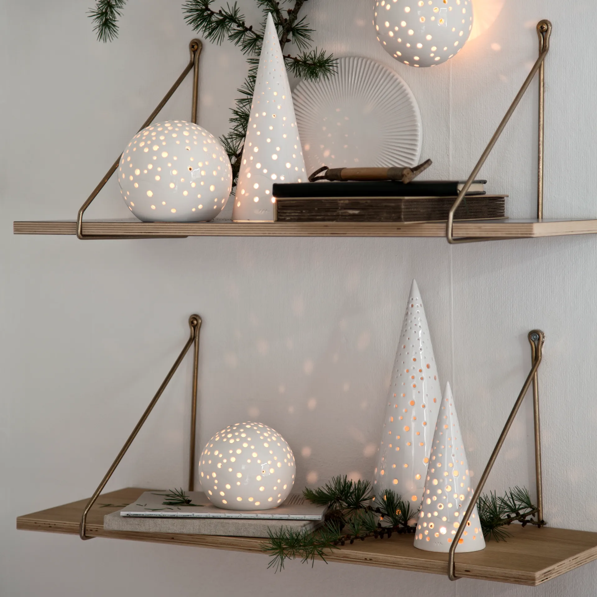 Portacandele Nobili, medio, Bianco neve Kähler