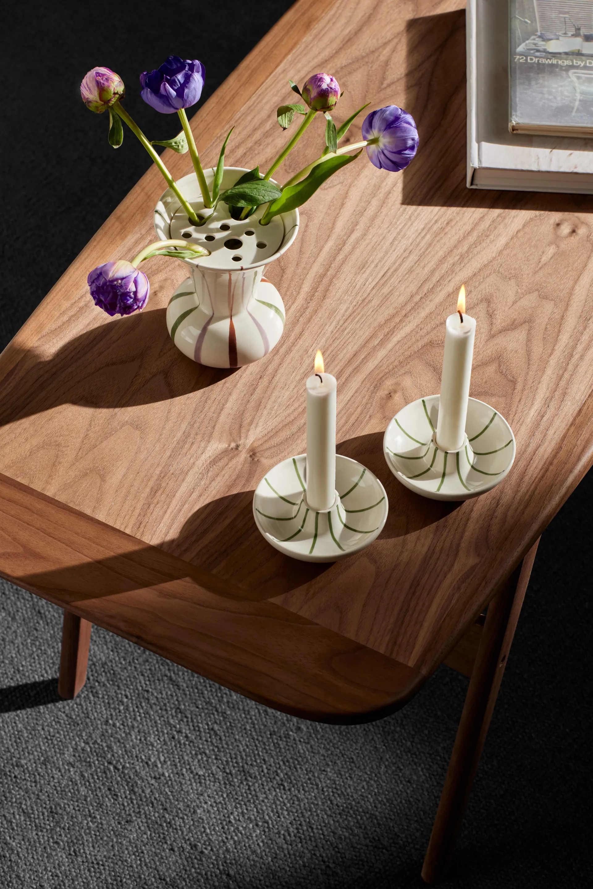 Portacandele Signature, Bianco, verde Kähler