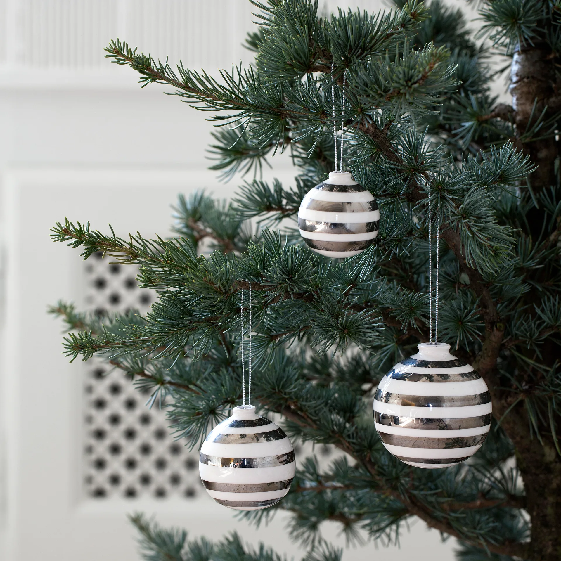 Sfere di Natale "Omaggio", confezione da 3, argento Kähler