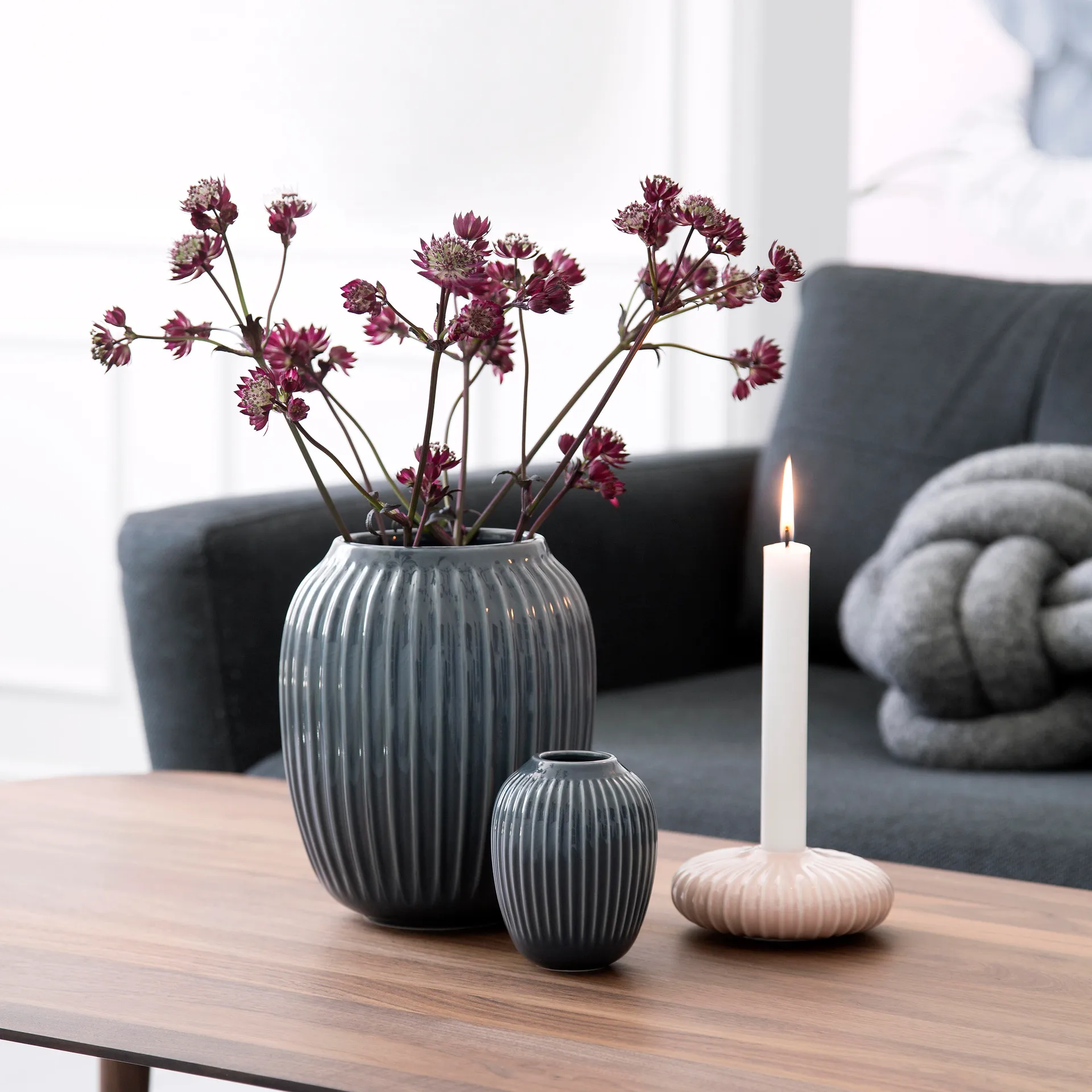 Vaso Hammershøi, Grigio antracite, medio 21 cm Kähler