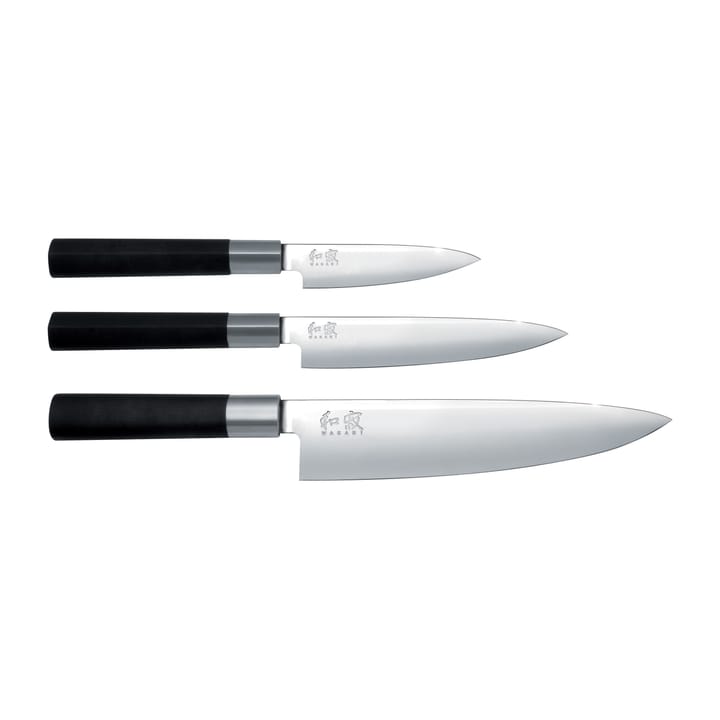 Coltello da chef e set di 2 coltelli multiuso Kai Wasabi Black  - 3 pezzi - KAI