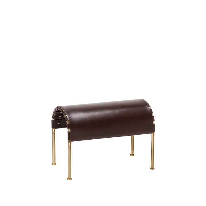 Poggiapiedi Bruno - Cuoio pieno fiore marrone sigaro-Struttura in ottone - Källemo