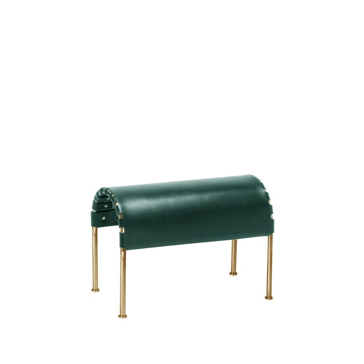 Poggiapiedi Bruno - Pelle pieno fiore verde bottiglia-Struttura in ottone - Källemo