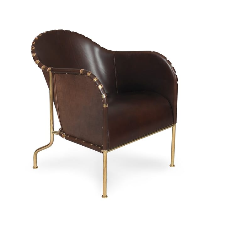 Poltrona Bruno - Cuoio pieno fiore marrone sigaro-stativo in ottone - Källemo