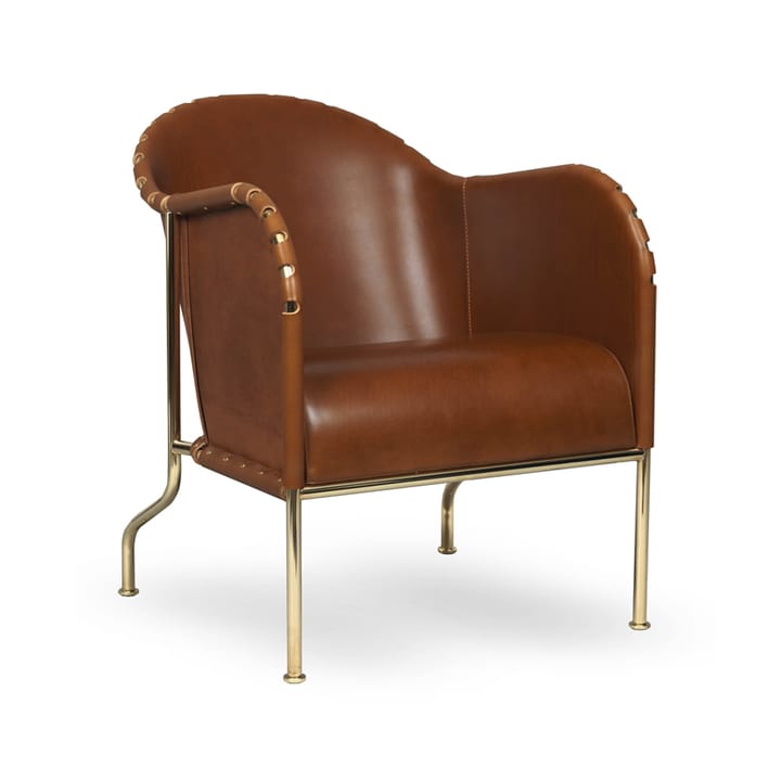 Poltrona Bruno - Pelle pieno fiore cognac-struttura in ottone - Källemo