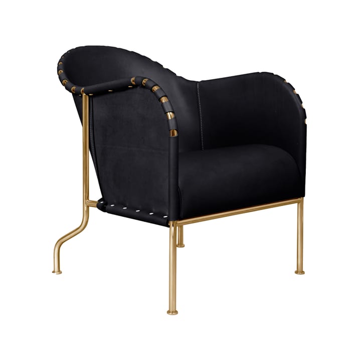 Poltrona Bruno - Pelle pieno fiore nero-struttura in ottone - Källemo