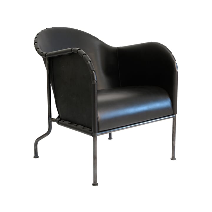 Poltrona Bruno - Pelle pieno fiore nero-telaio in acciaio nero ossidato - Källemo