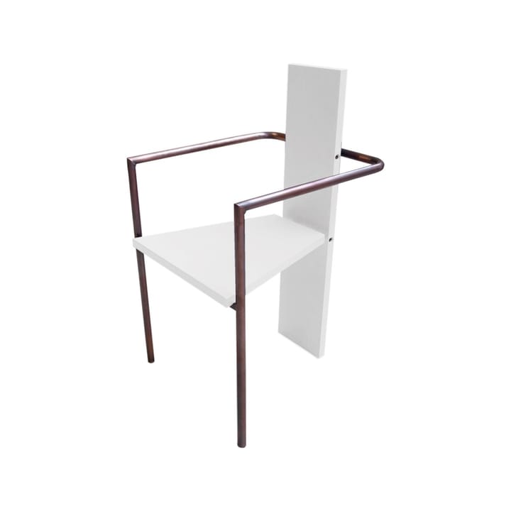 Sedia con braccioli Concrete - Bianco-Struttura in rame brunito - Källemo