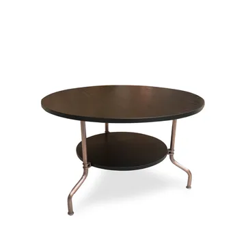 Tavolino Sven  - Frassino verniciato nero-stativo trattato rame, Ø80 cm - Källemo