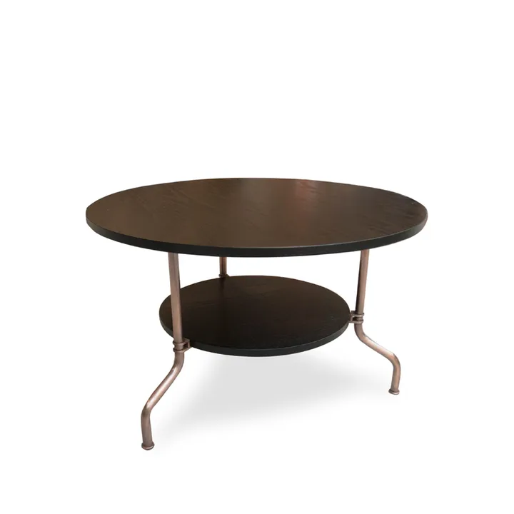 Tavolino Sven  - Frassino verniciato nero-stativo trattato rame, Ø80 cm - Källemo