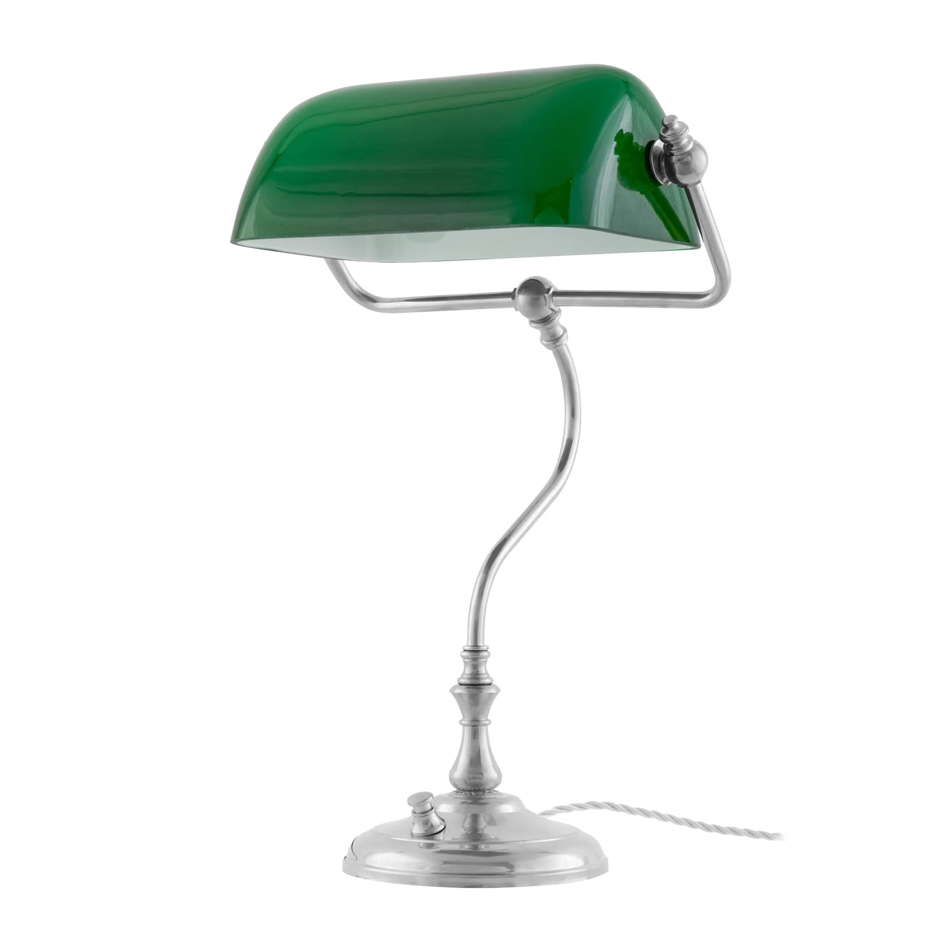 Lampada da tavolo Bankirlamp, Nichelato-verde Karlskrona Lampfabrik