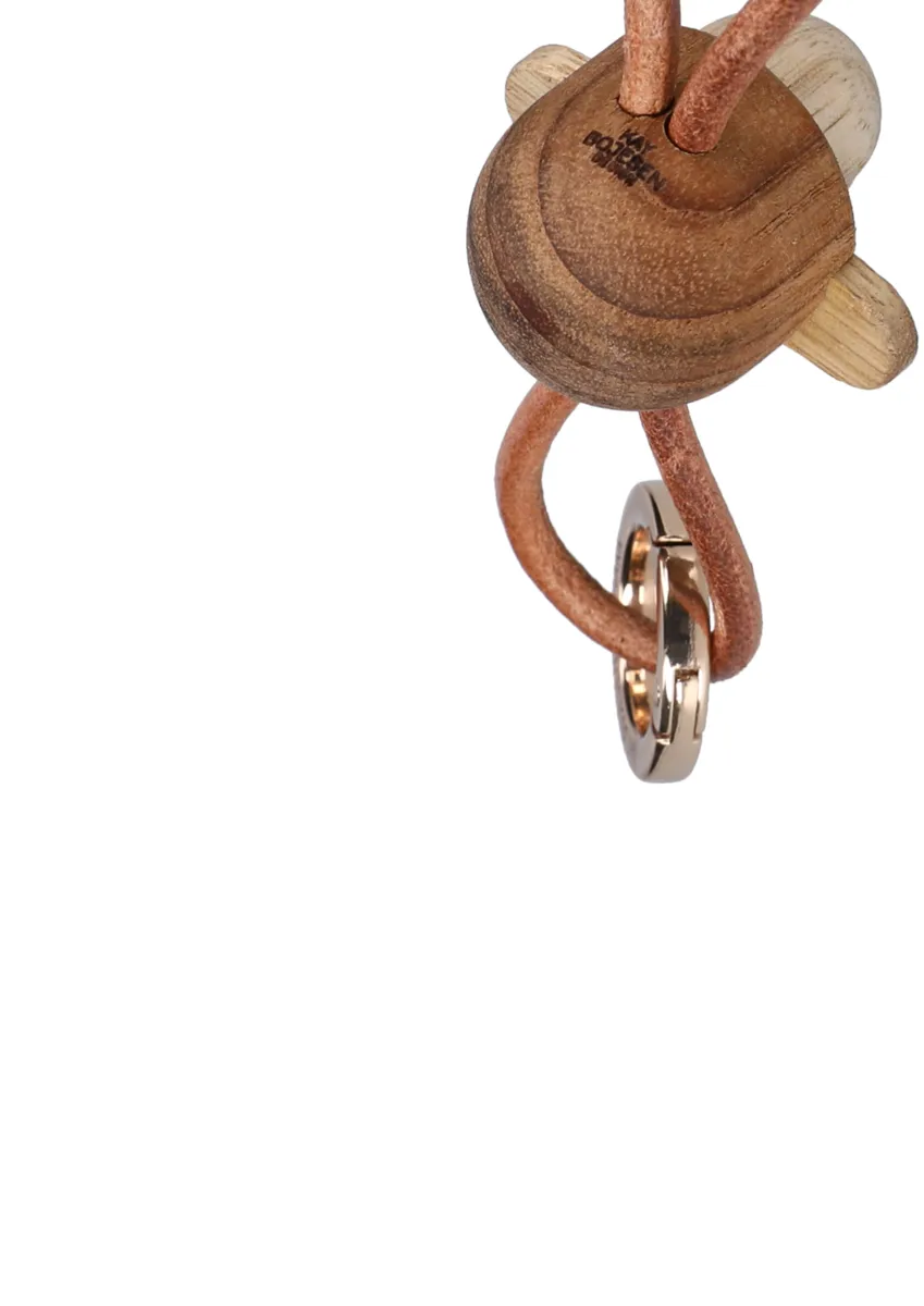 Portachiavi scimmia Kaj Bojesen, Teak-limbaträ, pelle naturale Kay Bojesen Denmark