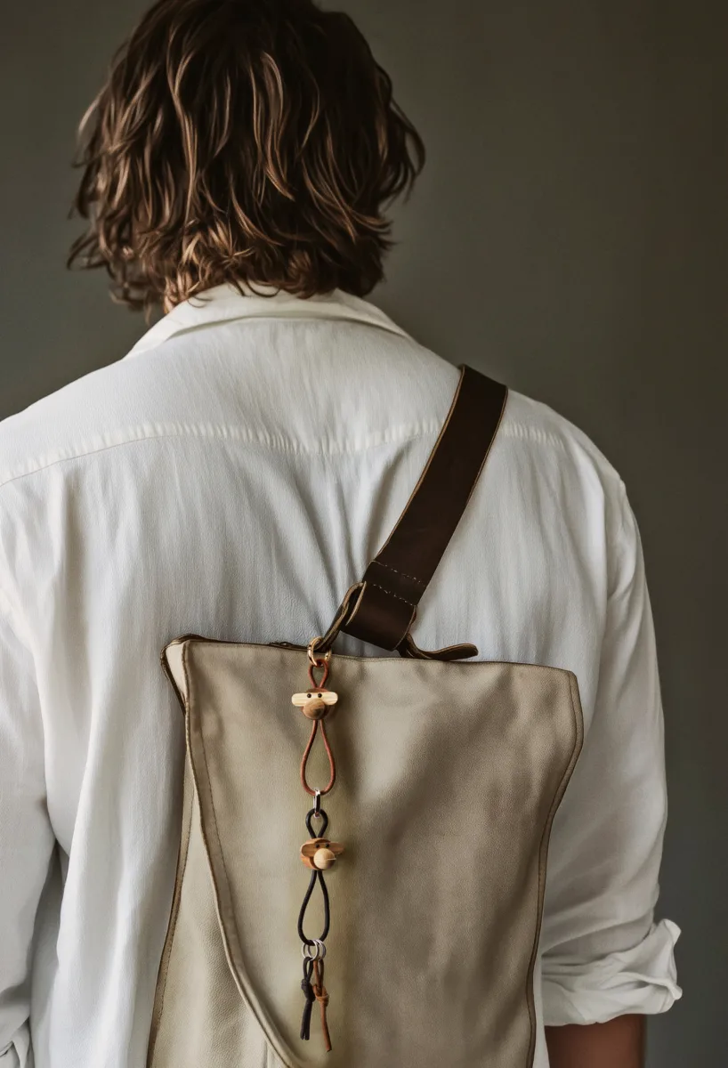 Portachiavi scimmia Kaj Bojesen, Teak-limbaträ, pelle naturale Kay Bojesen Denmark