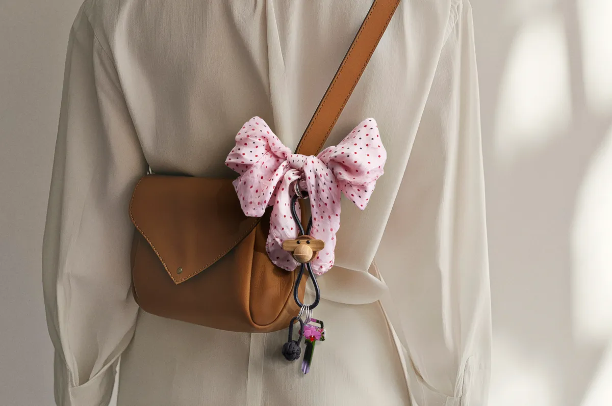 Portachiavi scimmia Kaj Bojesen, Teak-limbaträ, pelle nera Kay Bojesen Denmark