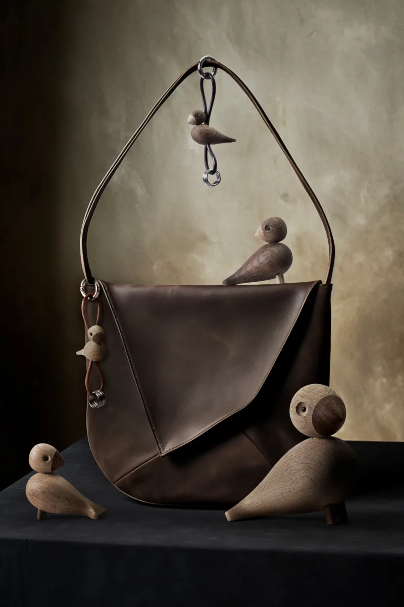 Portachiavi uccello Kaj Bojesen, Rovere, pelle naturale Kay Bojesen Denmark