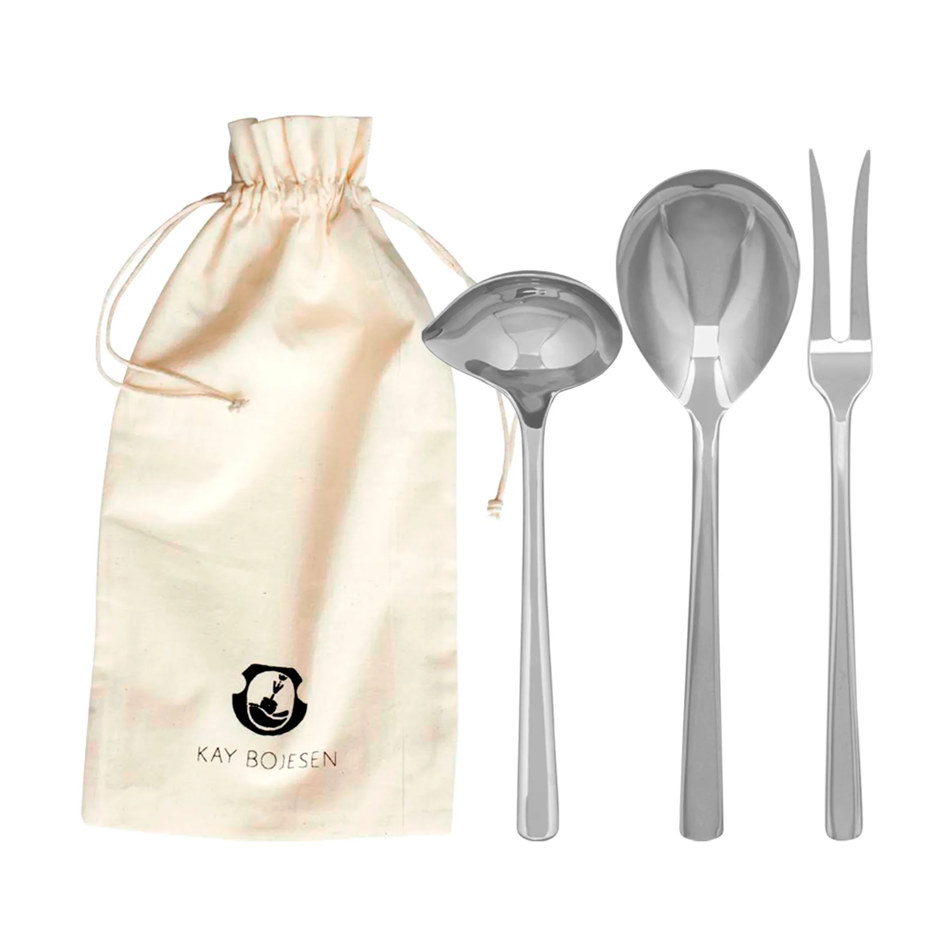 Set Grand Prix posate da portata, 3 pezzi, Acciaio lucido Kay Bojesen