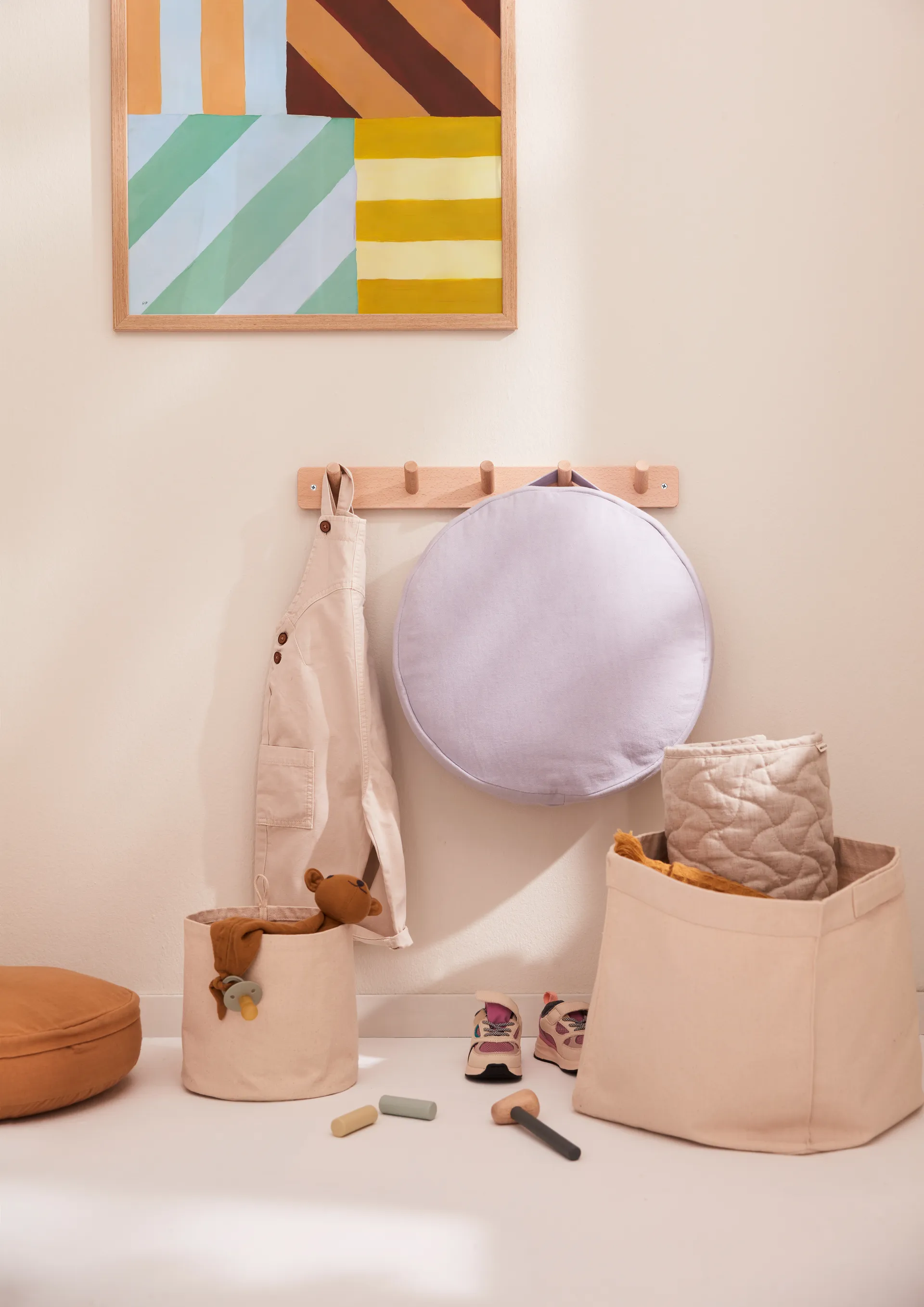 Cesto cilindrico in tessuto Kid's Base, confezione da 2, Bianco naturale Kid's Concept