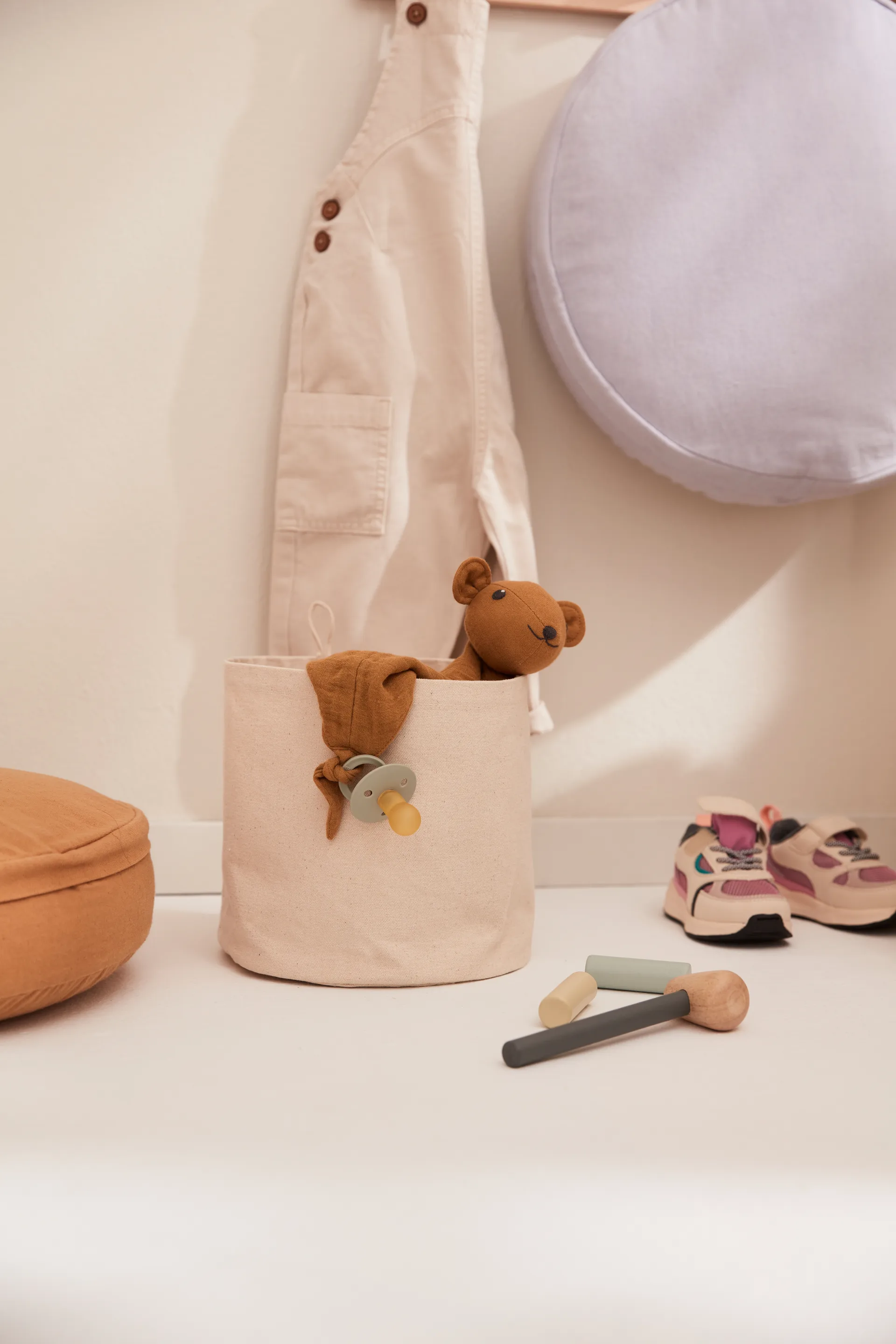 Cesto cilindrico in tessuto Kid's Base, confezione da 2, Bianco naturale Kid's Concept